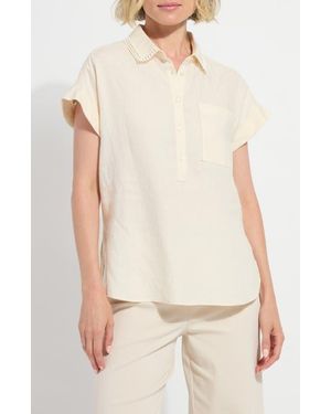 Lyssé Althea High-Low Linen Top - Natural