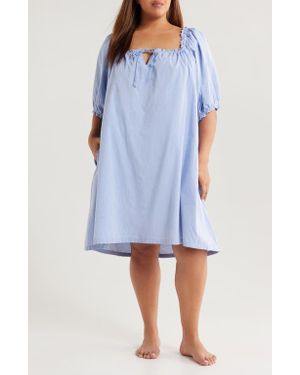 Nordstrom Tie Front Cotton Nightgown - Blue