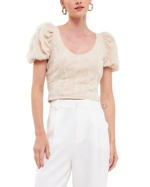 Endless Rose Textured Stretch Top - White