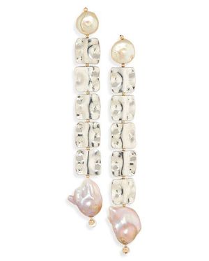 Isshi Cerebral Linear Drop Earrings - White
