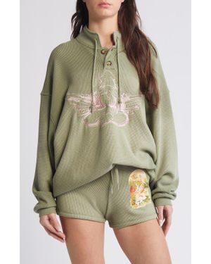 Boys Lie Heartstrings Henley Sweatshirt - Green