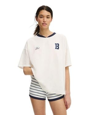 Cotton On 90's Oversized Sporty V-Neck Tee - White