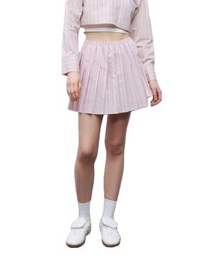 Nocturne Striped Pleated Mini Skirt - Pink
