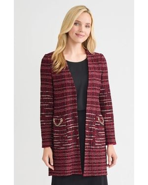 Misook Heritage Multi-Stitch Knit Jacket - Red