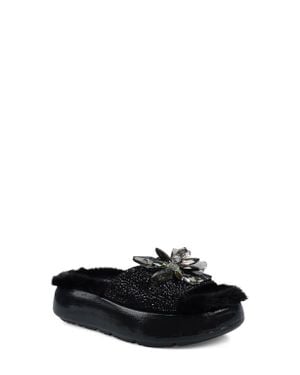 Zigi Ashey Faux Fur Platform Slide Sandal - Black
