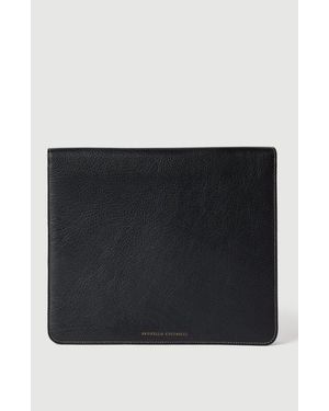 Brunello Cucinelli Grained Calfskin Document Holder - Black