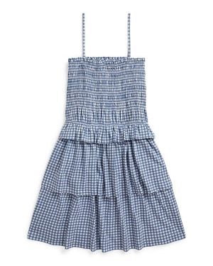 Polo Ralph Lauren Kids' Gingham Smocked Bodice Tiered Cotton Sundress - Blue