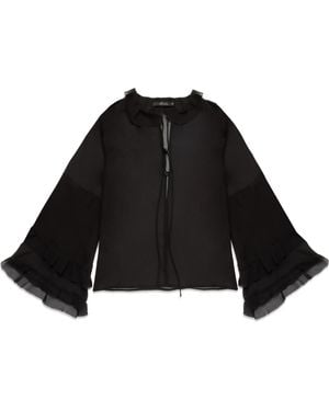 DELUC Bradley Sheer Ruffle Shirt - Black