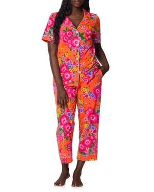 Bedhead Print Stretch Organic Cotton Jersey Crop Pajamas - Red