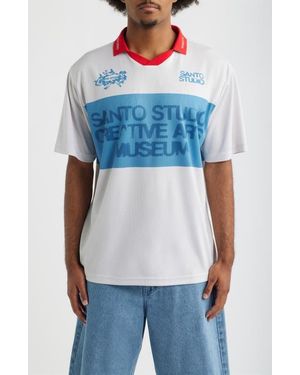 Saint Studio Banded Sando Johnny Collar Short Sleeve Club Jersey - Blue