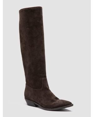 Officine Creative Noelie Dd 104 Pointed-Toe Leather Bootie - Brown