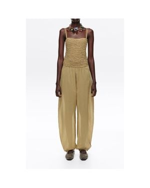 Bimba Y Lola Cotton Gathered Balloon Jumpsuit - Metallic