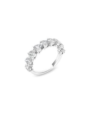 HauteCarat Heart Cut Lab Created Diamond Half Eternity Ring - White
