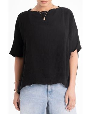 ocean + main Square Gauze Top - Black