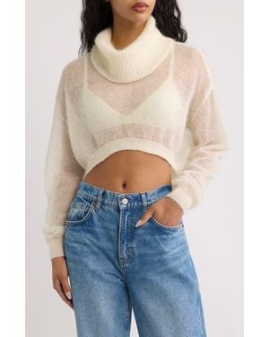 Solid & Striped The Modella Crop Turtleneck Sweater - Blue
