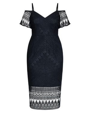 City Chic Impressions Lace Cocktail Dress - Blue
