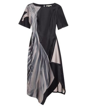 Jason Wu Dancing Pleat Print Double Face Satin Dress - Black