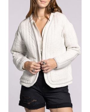 Thread & Supply Joplin Quilted Cotton Tie Front Jacket - Gray
