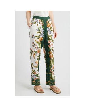 FARM Rio Nature Sands Print Linen Blend Pants - Green