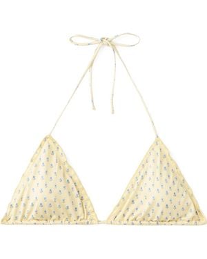 Mango Floral Print Triangle Bikini Top - Natural