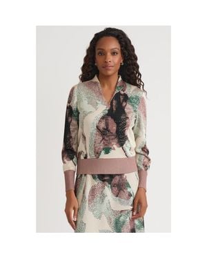 Misook Abstract Jacquard Soft Knit Sweater - Gray