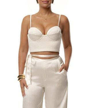 JLUXLABEL Thalia Textured Bustier Top - Natural