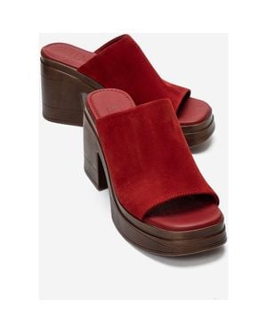Forever & Always Shoes Nola Leather Platform Mules - Red