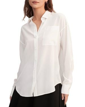 LILYSILK Drop Shoulders Oversize Silk Shirt - White