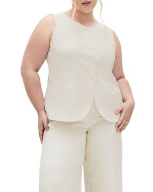 City Chic Vivien Linen Blend Vest - Natural