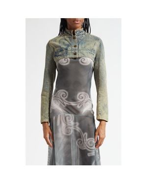 PAOLINA RUSSO Denim Bolero Jacket - Green