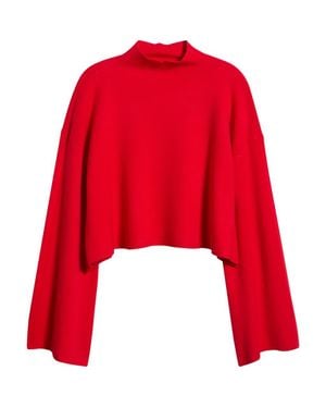DELUC Chuck Crop Funnel Neck Sweater - Red