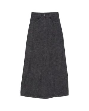 Faves Mineral Wash Godet Panel Front Zip Maxi Skirt - Gray