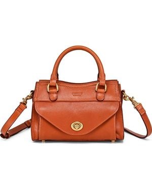 Old Trend Lockwood Genuine Leather Compact Structured Satchel - Brown