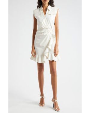 Cinq À Sept Zenni Ruffle Sleeveless Wrap Dress - White