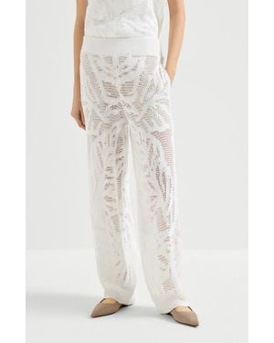 Brunello Cucinelli Dazzling Water Lilies Pants - White