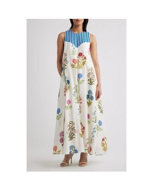 Tahari The Eleanor Sleeveless Linen Maxi Dress - Metallic