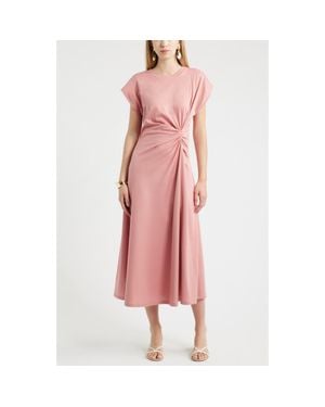 Nordstrom Crew Neck Side Twist Midi T-Shirt Dress - Pink