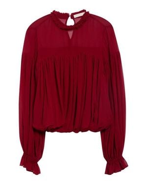 Ulla Johnson Pearl Long Sleeve Silk Chiffon Top - Red