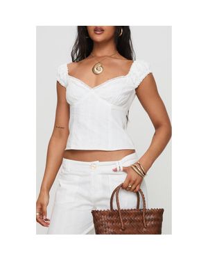 Princess Polly Fyrie Lace Trim Recycled Cotton Crop Top - White