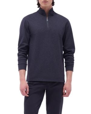 Bugatchi Quarter Zip Performance Pullover - Blue