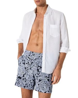 Reiss Fallow Floral Side Adjuster Swim Trunks - White