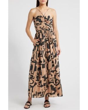 Rails Silvia Geo Print Cutout Maxi Dress - Natural