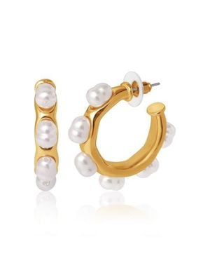 BCBGMAXAZRIA Pearl Hoop Earrings - Metallic