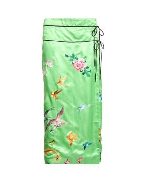 Conner Ives Demi-Couture Reconstituted Embroidered Silk Wrap Skirt - Green