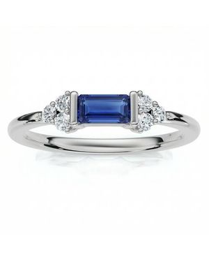 Bliss Diamond 1/3Ct Thin Sapphire Diamond Stackable Wedding Ring 14K Lab Grown - Blue