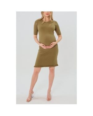 Marion Knee Length Maternity Sweater Dress - Green