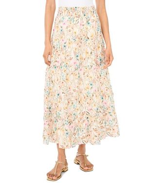Vince Camuto Tiered Smocked Waist Maxi Skirt - Natural