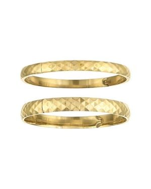 BEN ONI Diamond-Cut Polished Bangle Set - Metallic