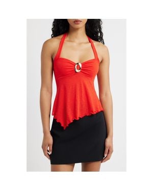 Princess Polly Attina Hardware Detail Halter Top - Red