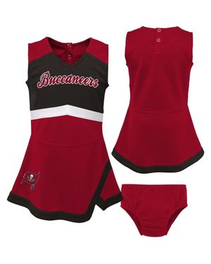 Outerstuff Girls Preschool Tampa Bay Buccaneers Two-Piece Cheer Captain Sweater Dress With Bloomers Set - Red